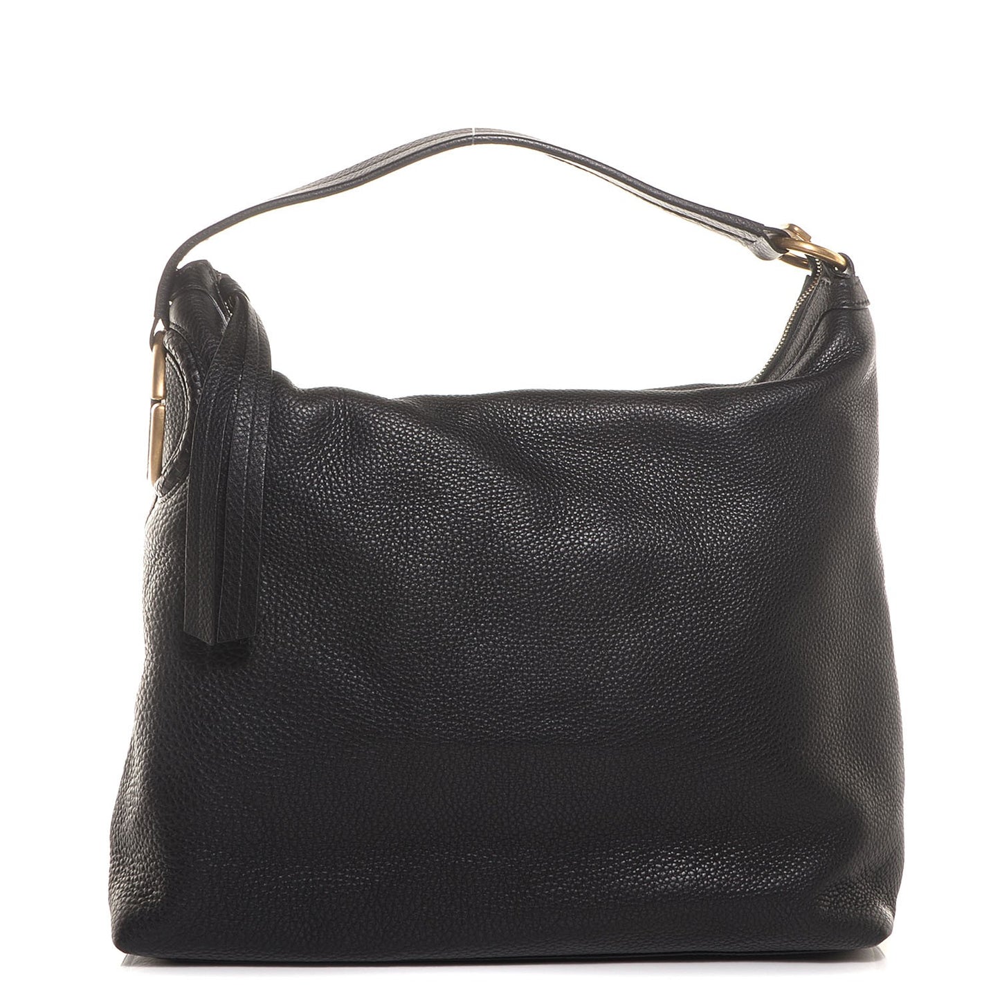 Leather Medium Twill Hobo Black