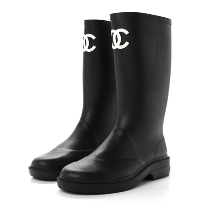 Chanel Caoutchouk CC High Boots 39 Black 3 of 11