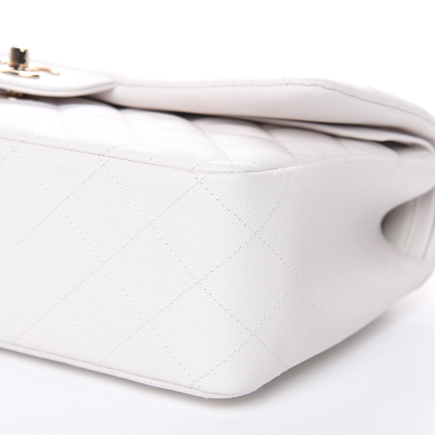 Caviar Quilted Jumbo Double Flap White