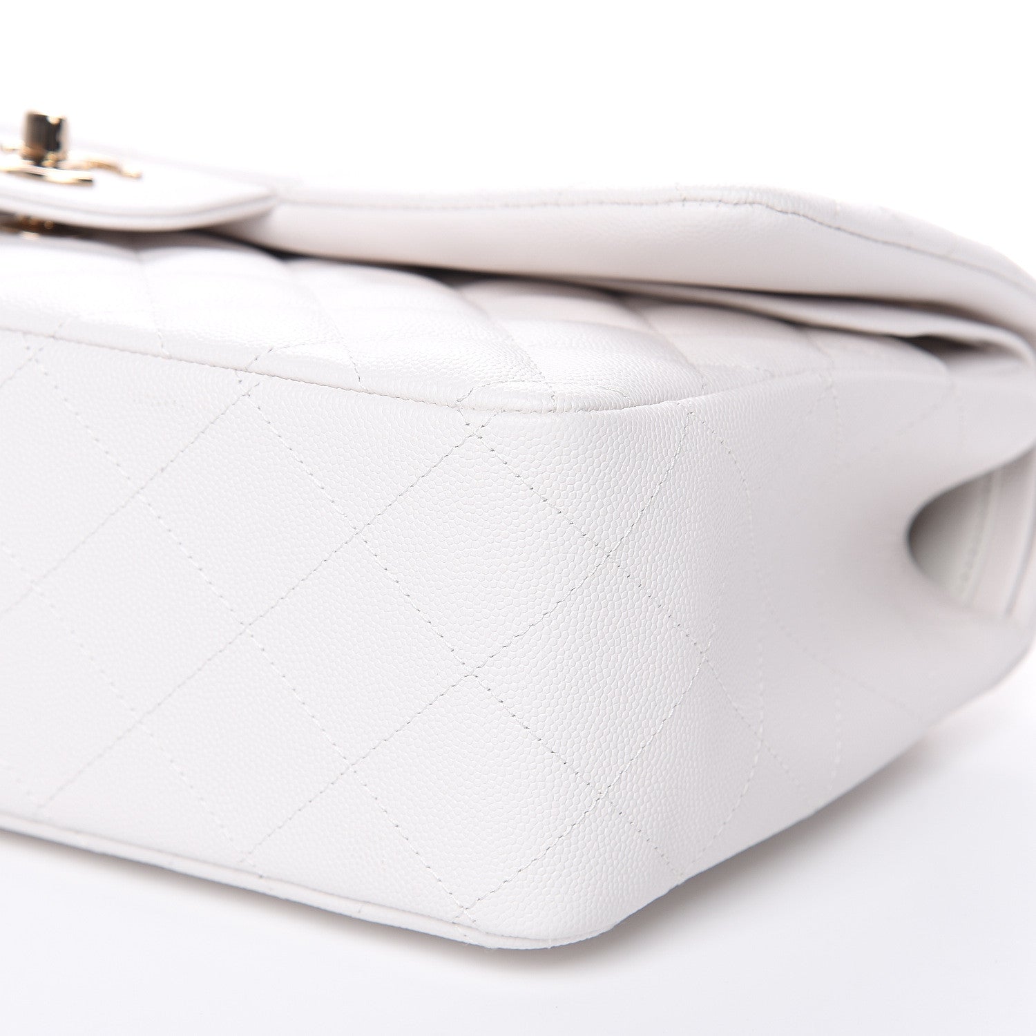 Chanel Caviar Quilted Jumbo Double Flap White 9 of 10