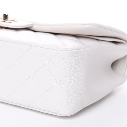 Chanel Caviar Quilted Jumbo Double Flap White 9 of 10