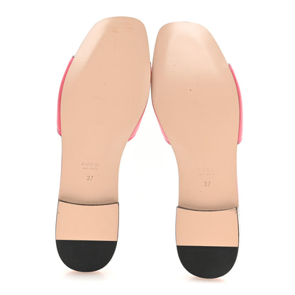 Gucci Cosmos Softy Calfskin Interlocking G Cut Out Slide Sandals 37 Rhodamine Pink 6 of 8