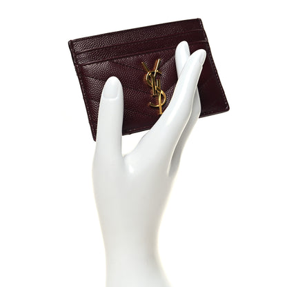 Saint Laurent Grain De Poudre Matelasse Chevron Cassandre Credit Card Case Rouge Legion 2 of 11