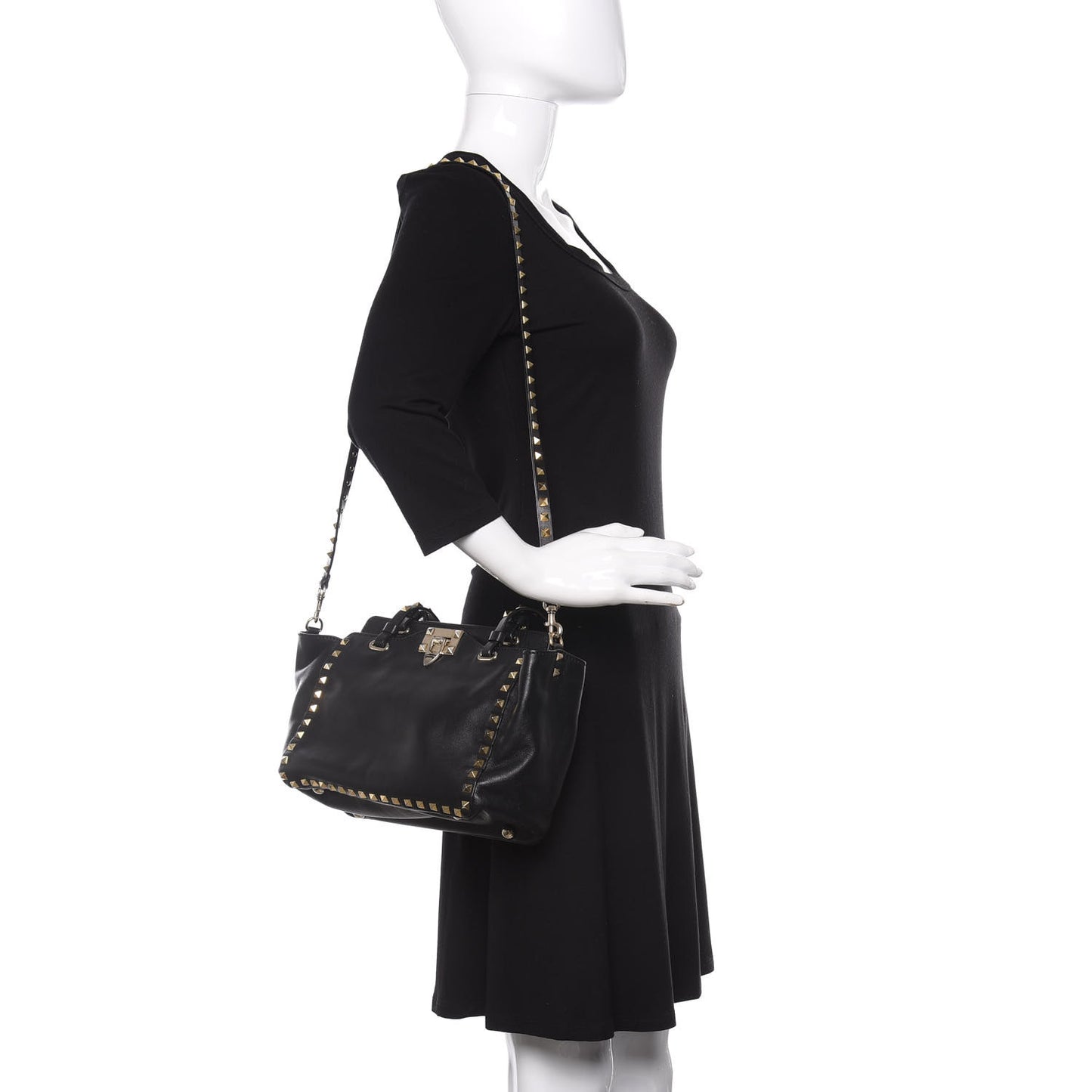 Vitello Small Rockstud Tote Black