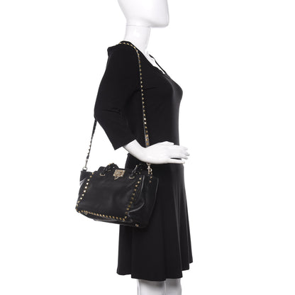 Valentino Garavani Vitello Small Rockstud Tote Black 2 of 12