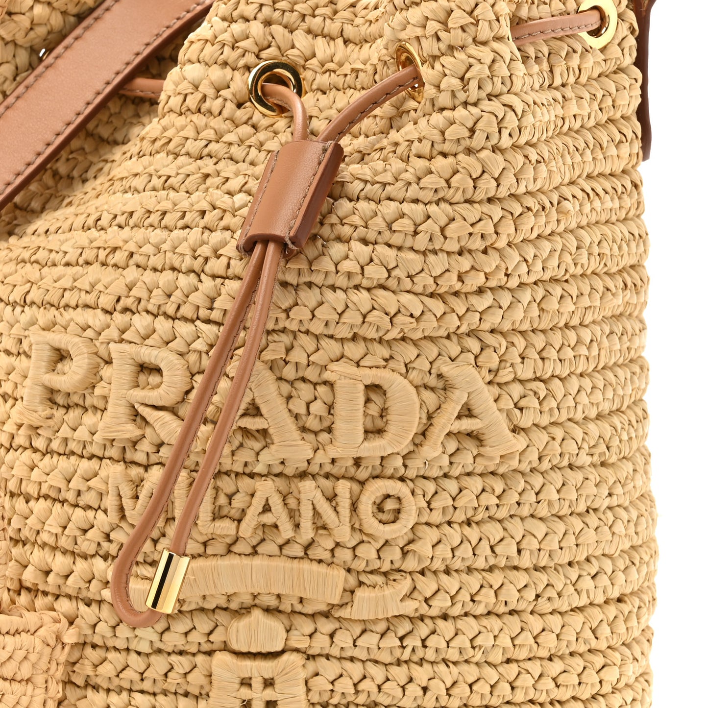 Yarn Raffia Effect Crochet Small Bucket Bag Naturale