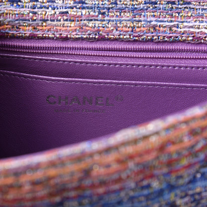 Chanel Tweed Quilted Mini Rectangular Flap Blue Pink Orange 8 of 11