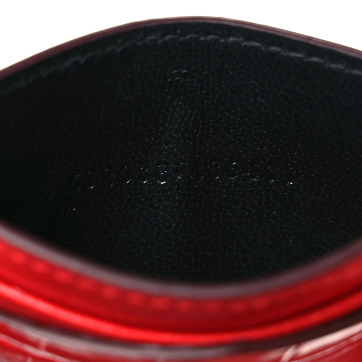 Calfskin Crocodile Embossed Skull Card Holder Scarlet Red