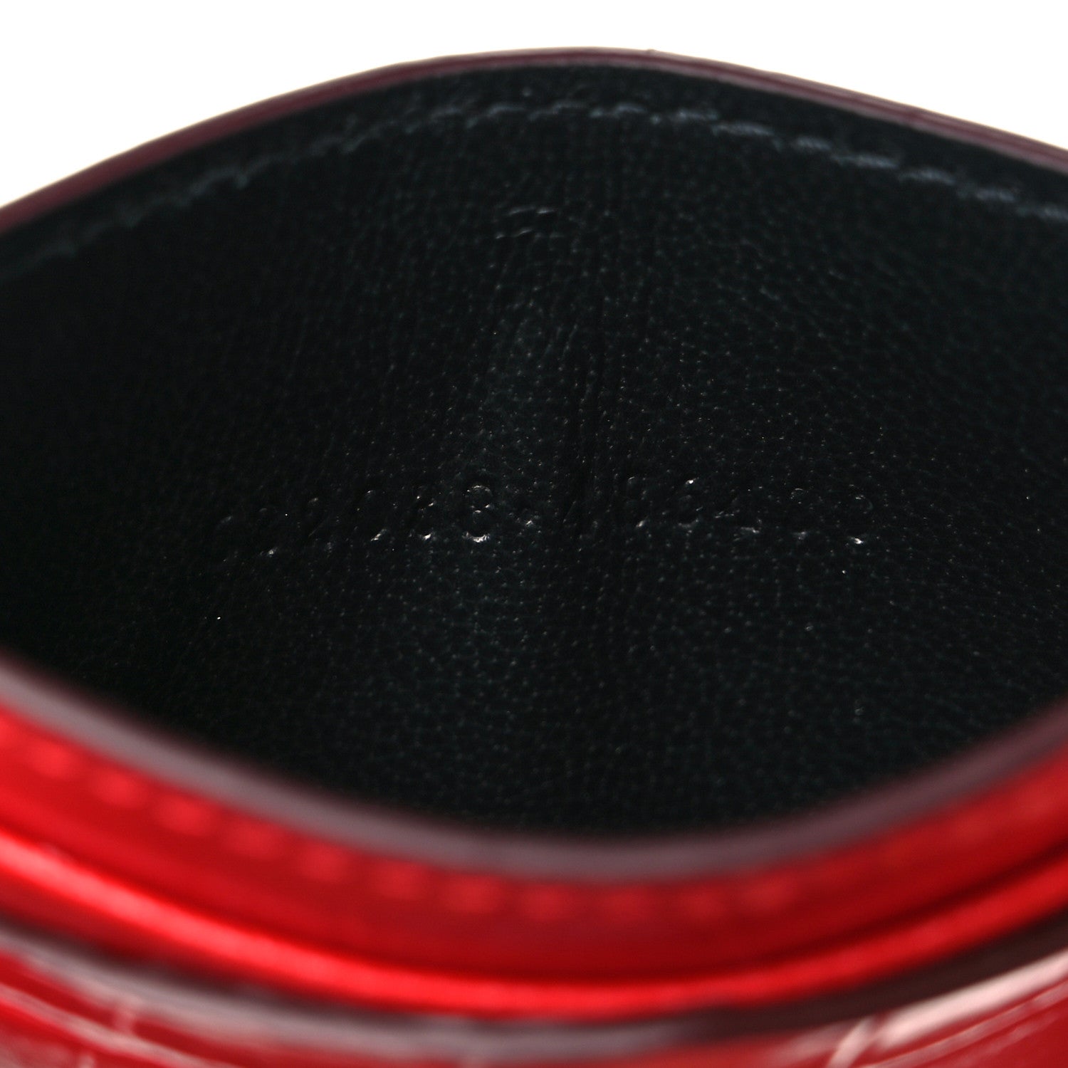 Alexander McQueen Calfskin Crocodile Embossed Skull Card Holder Scarlet Red 7 of 8