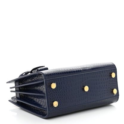 Saint Laurent Calfskin Crocodile Embossed Nano Sac De Jour Saphir 4 of 12