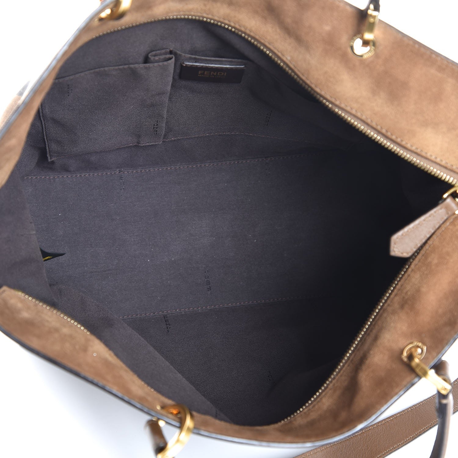 Fendi Pequin Vitello Shoulder Tote Tobacco Foresta 6 of 8