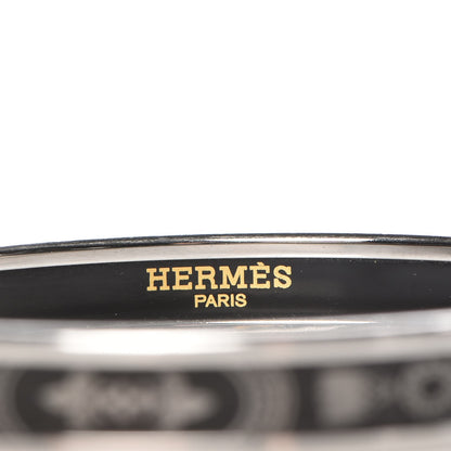 Hermes Enamel Printed Grand Apparat Narrow Bracelet 62 Black 5 of 6