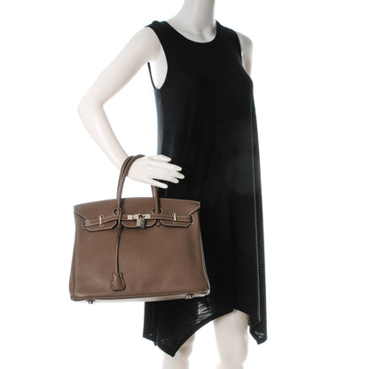 Hermes Taurillon Clemence Birkin 35 Etoupe 2 of 20