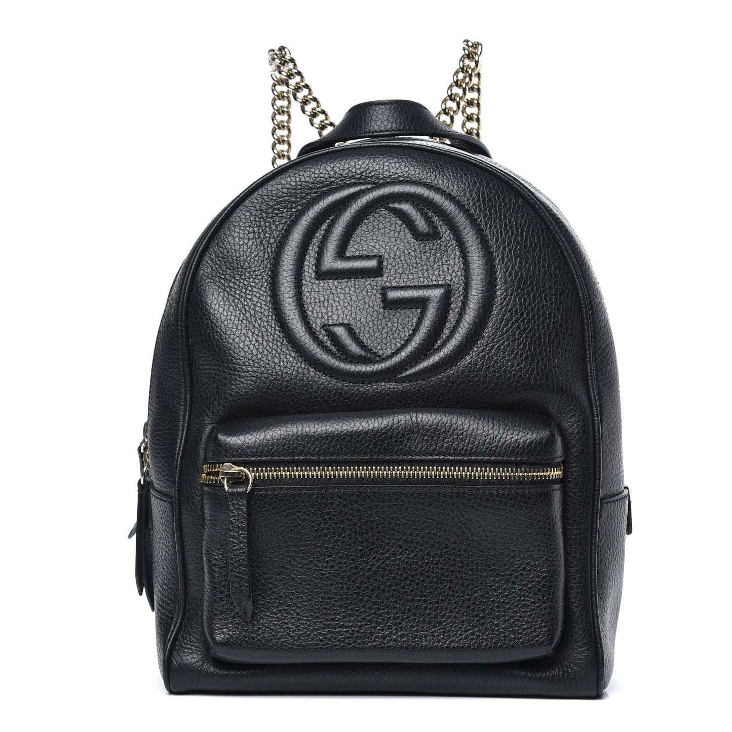 Pebbled Calfskin Soho Chain Backpack Black