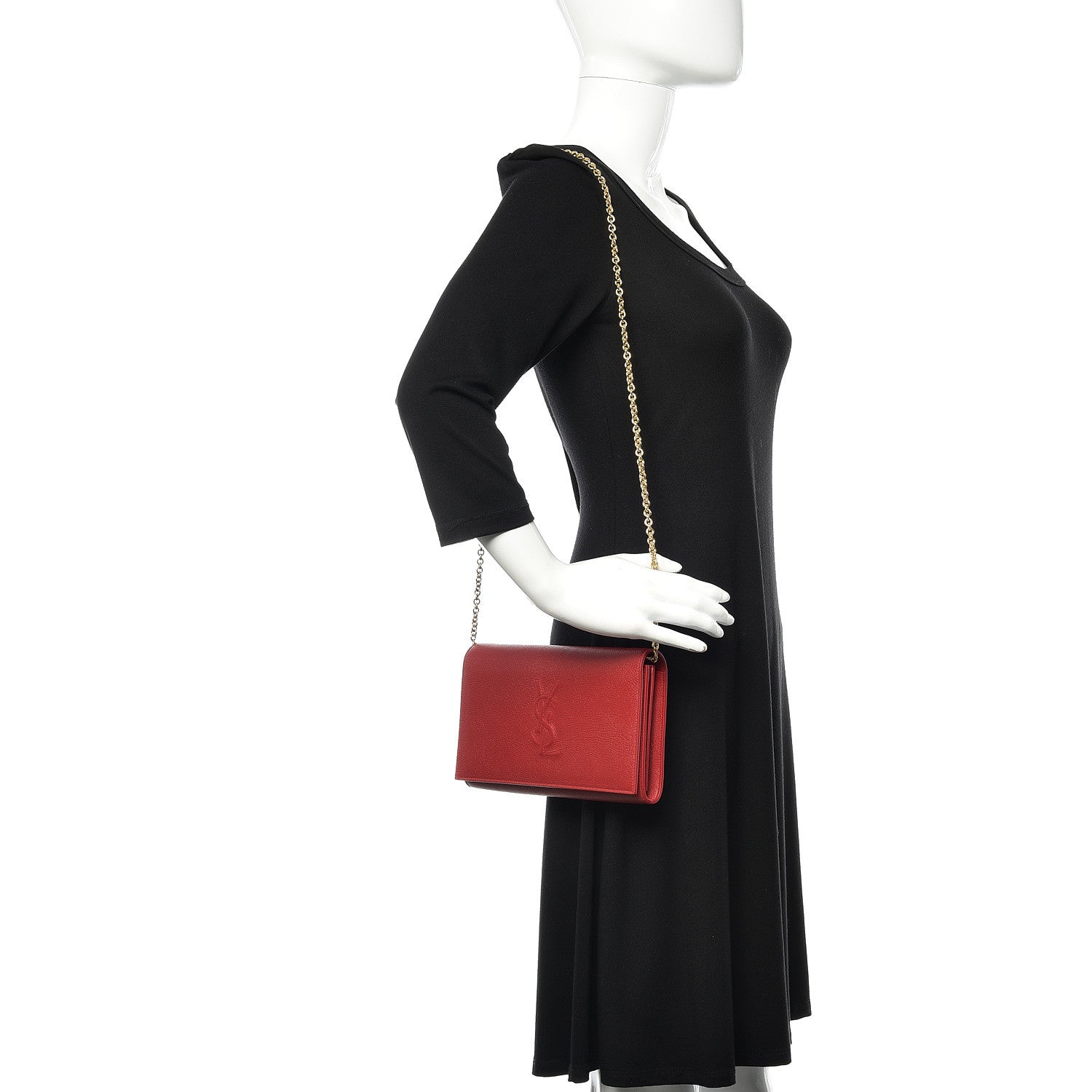 Saint Laurent Calfskin Belle de Jour Chain Clutch Rouge Orient 2 of 9