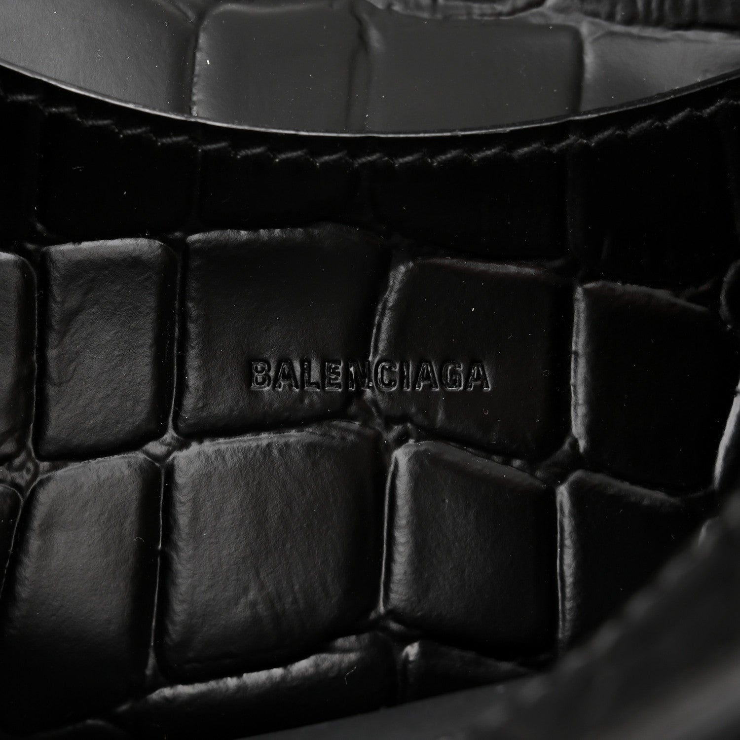 Balenciaga Semi Shiny Calfskin Crocodile Embossed Neo Classic Black Hardware Mini City Black 6 of 10