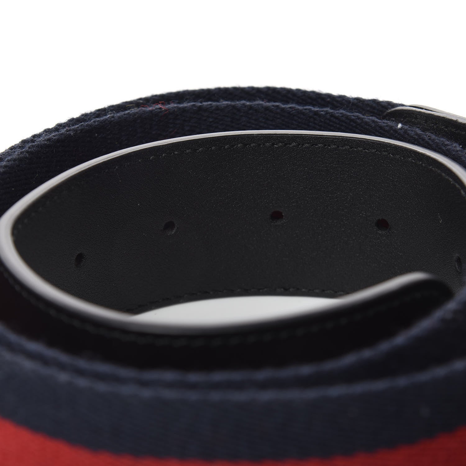 Gucci Nylon Calfskin Double G Web 40mm Belt 90 36 Blue Red Black 3 of 5