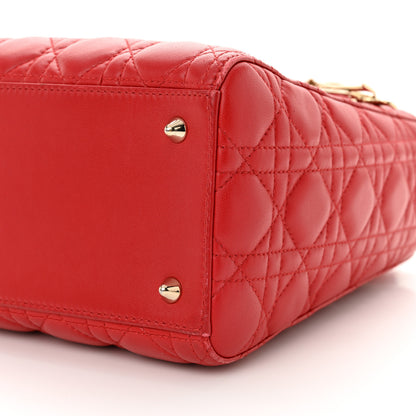 Christian Dior Lambskin Cannage Medium Lady Dior Red 10 of 15