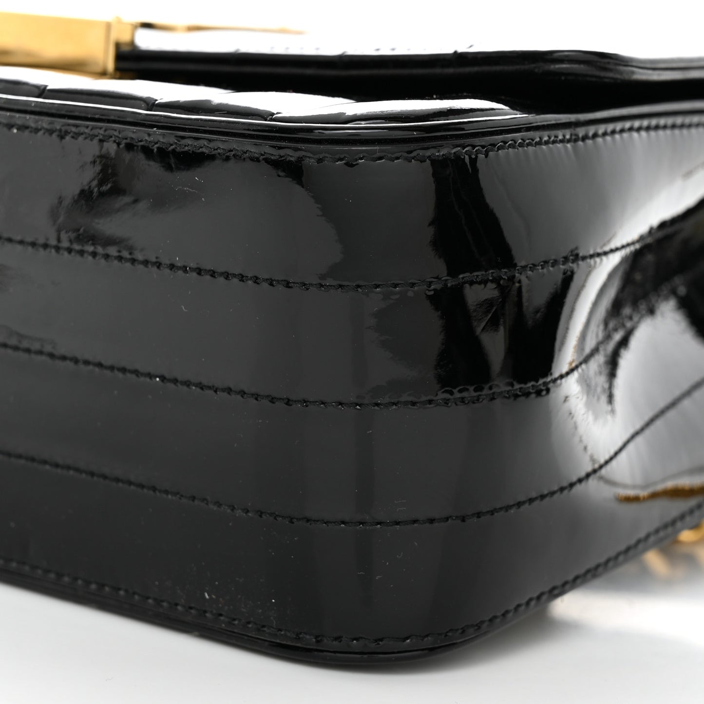 Patent Matelasse Monogram Large Vicky Chain Bag Black
