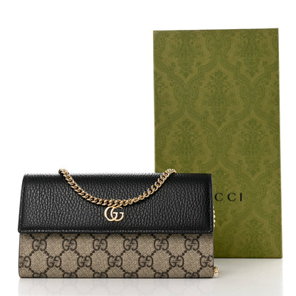 Gucci Dollar Calfskin GG Supreme Monogram Petite GG Marmont Wallet Chain Bag Black Beige Ebony 8 of 8