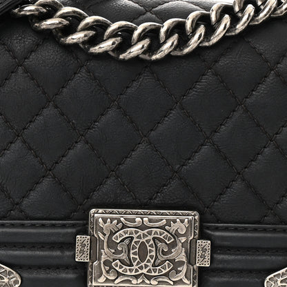 Chanel Calfskin Quilted Embellished Metal Small Boy Flap Black 8 of 15