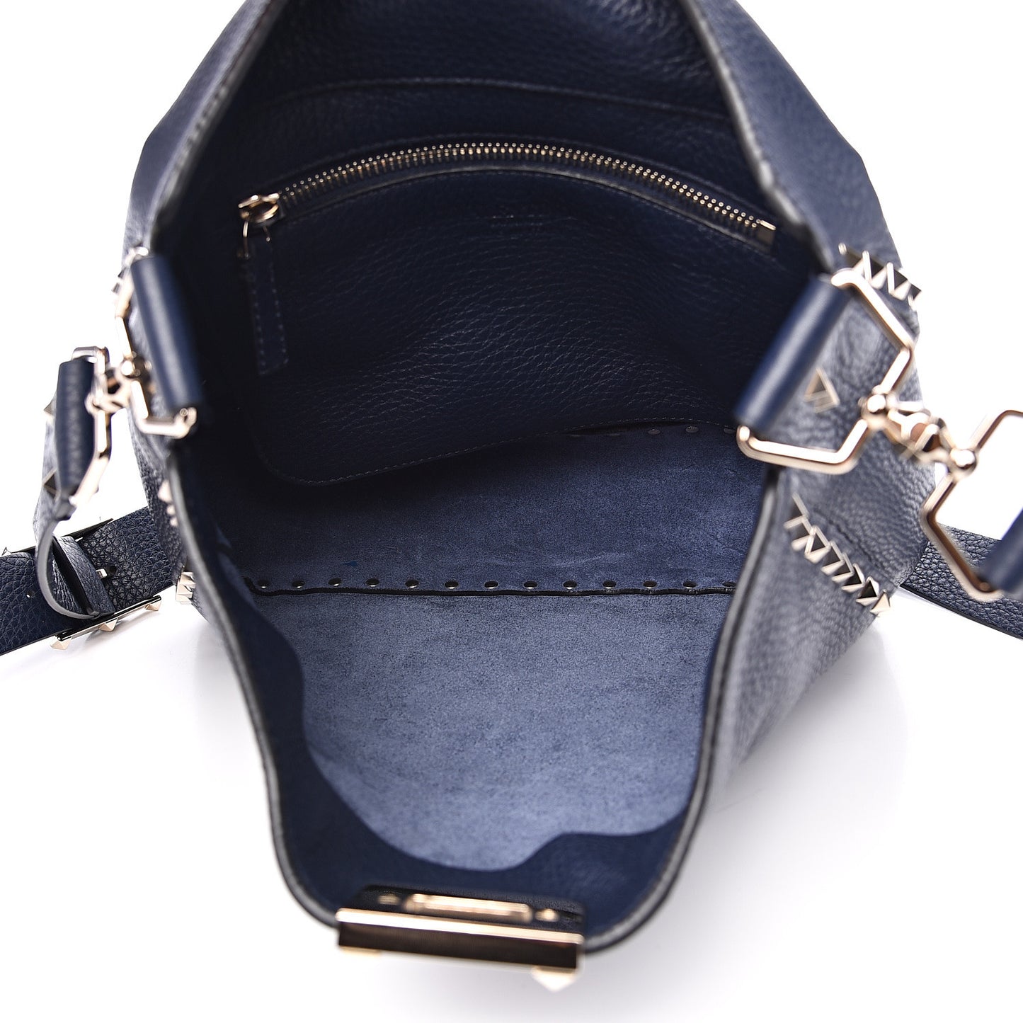 Pebbled Calfskin Small Rockstud Flip-Lock Messenger Bag Marine