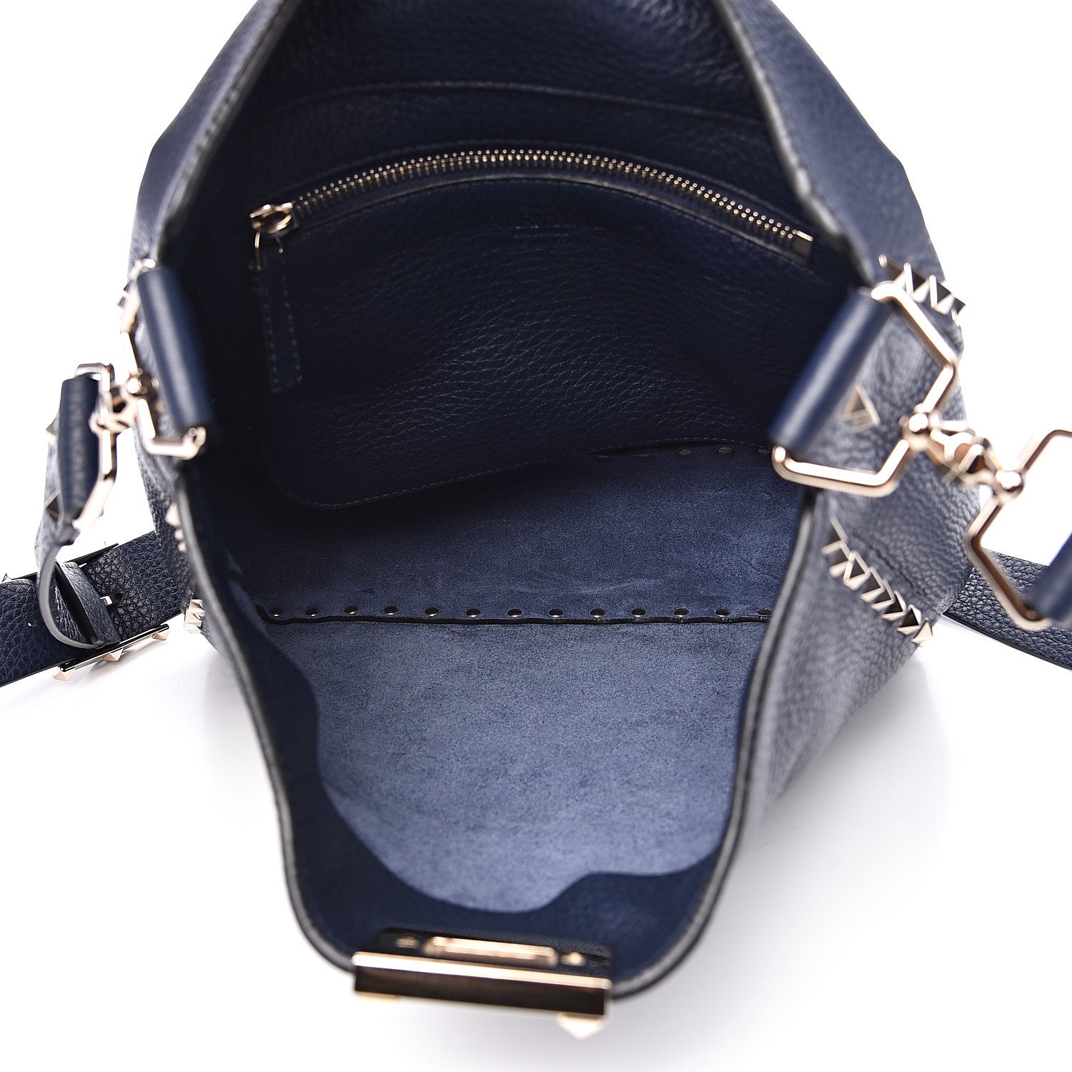 Valentino Garavani Pebbled Calfskin Small Rockstud Flip-Lock Messenger Bag Marine 4 of 8