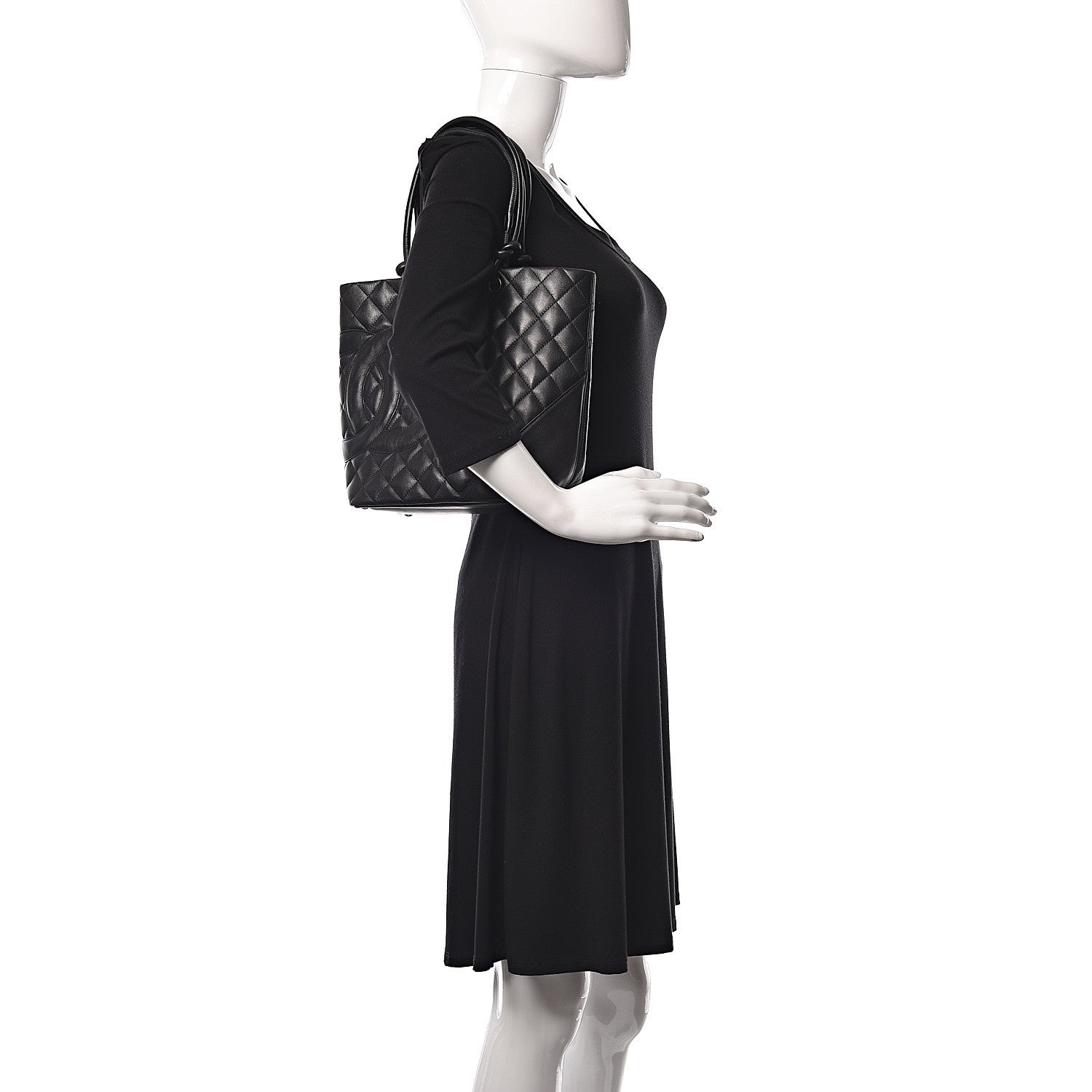 Chanel Calfskin Quilted Medium Cambon Tote Black 2 of 14