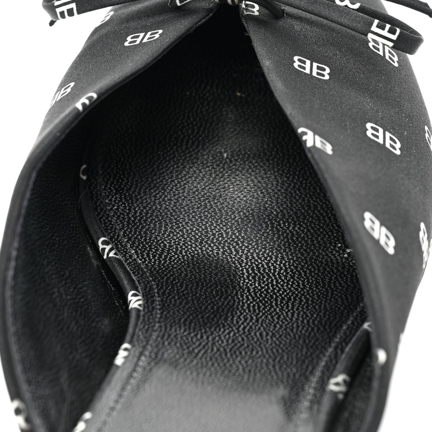 Crepe Satin BB Printed Knife Pointed Toe 40mm Mules 40 Black White