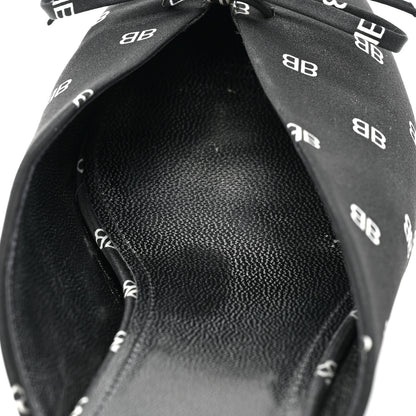 Balenciaga Crepe Satin BB Printed Knife Pointed Toe 40mm Mules 40 Black White 11 of 12