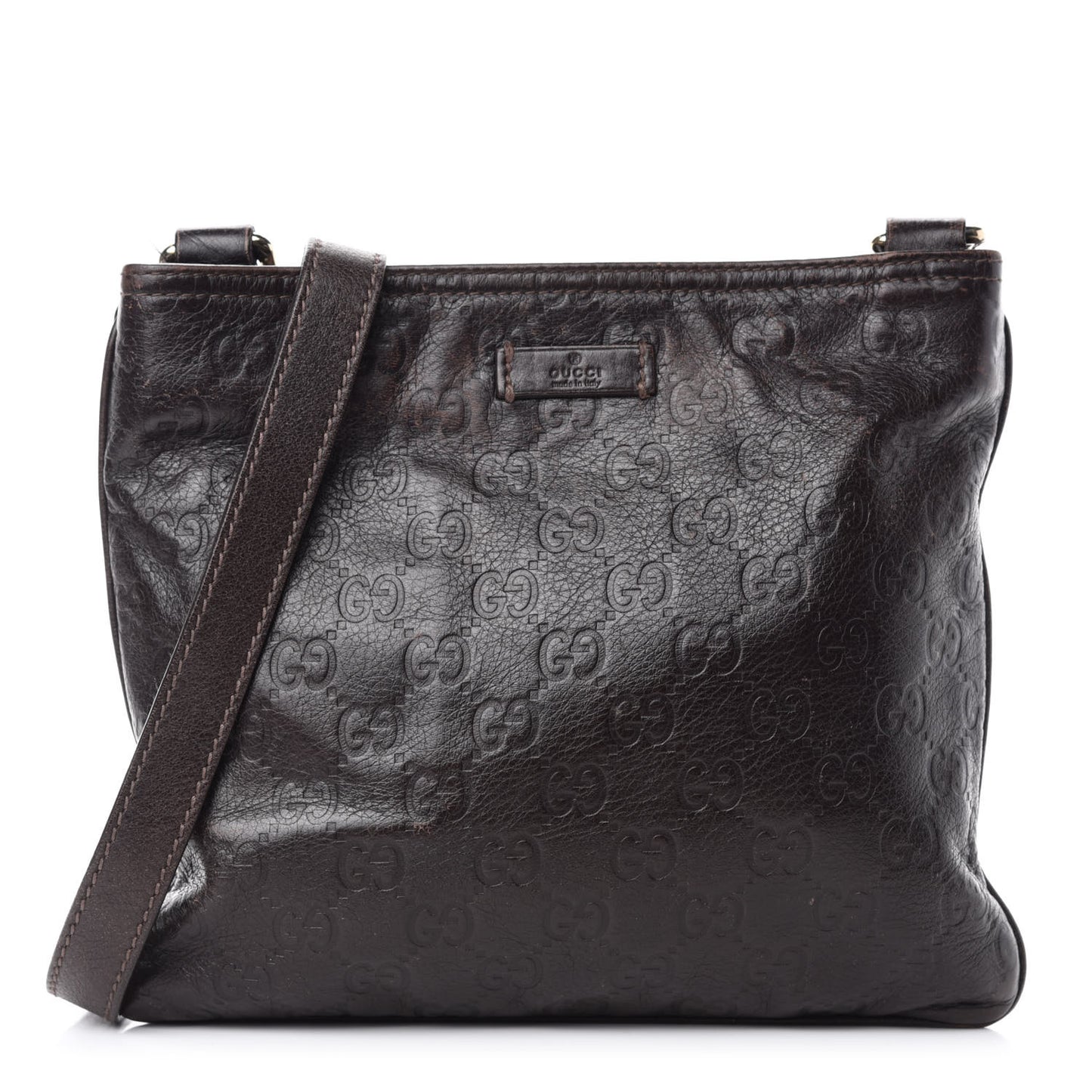 Guccissima Small Flat Messenger Bag Dark Brown