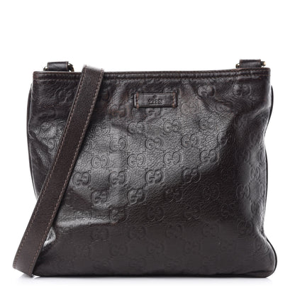 Gucci Guccissima Small Flat Messenger Bag Dark Brown 1 of 10