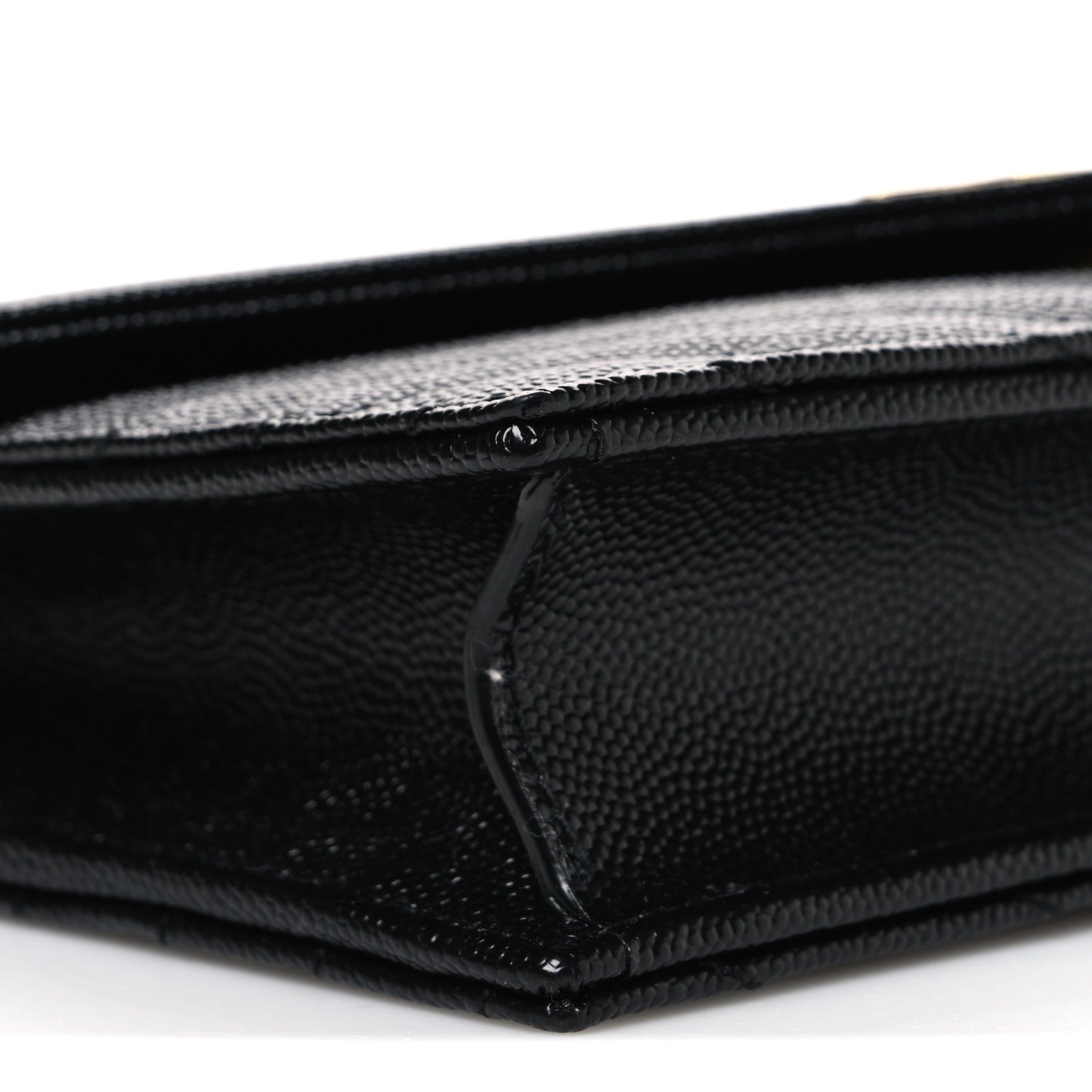 Grain De Poudre Matelasse Chevron Monogram Envelope Chain Wallet Black