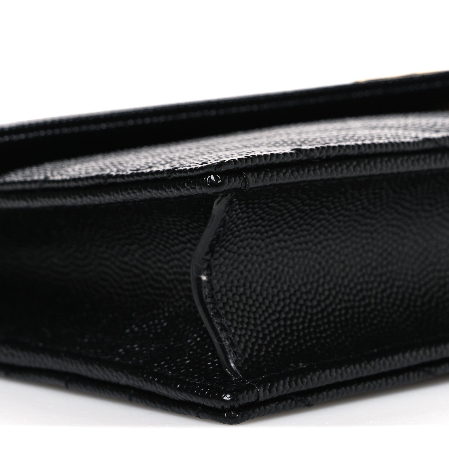 Saint Laurent Grain De Poudre Matelasse Chevron Monogram Envelope Chain Wallet Black 9 of 10