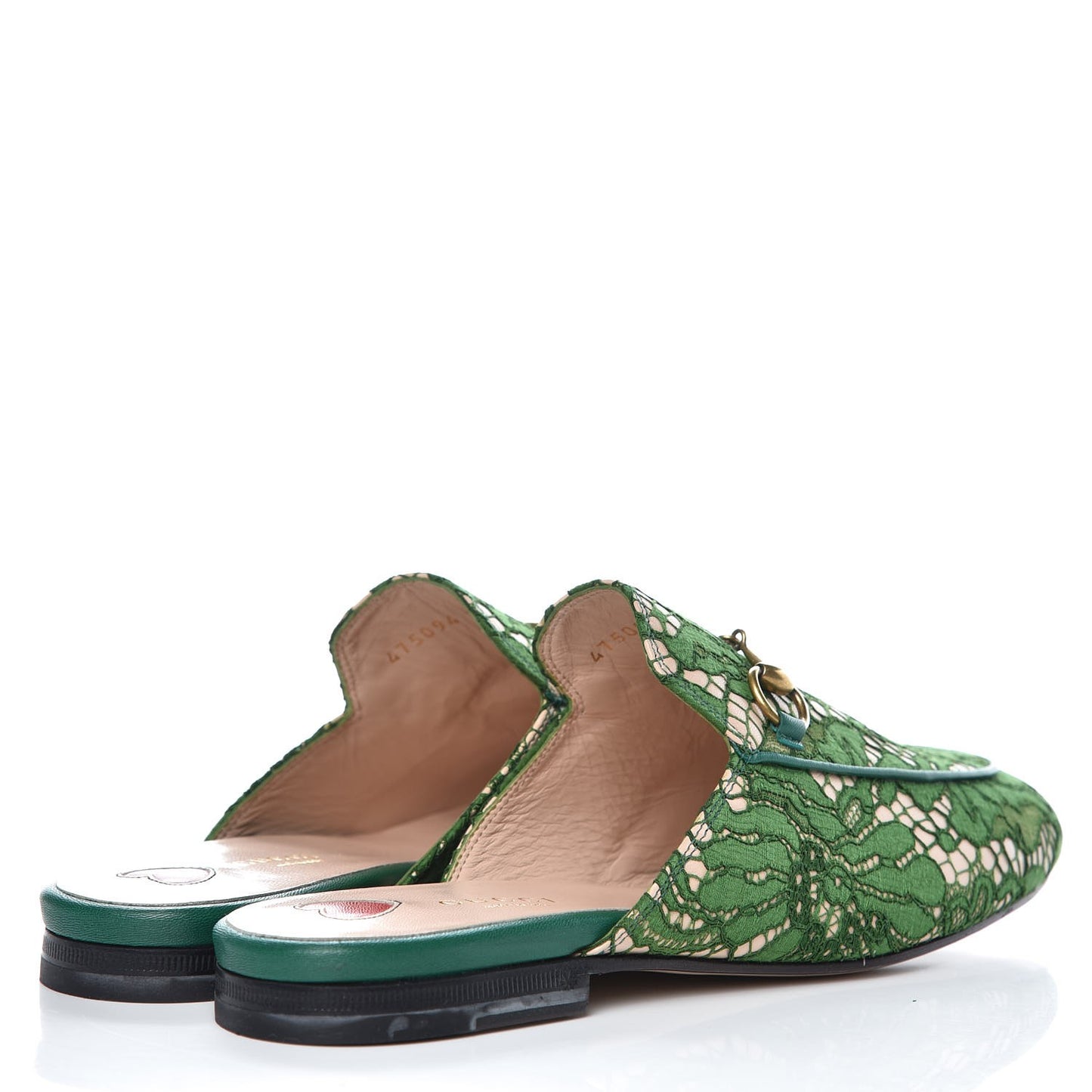 Lace Malaga Kid Womens Princetown Slippers 38 Green Grass Skin Rose