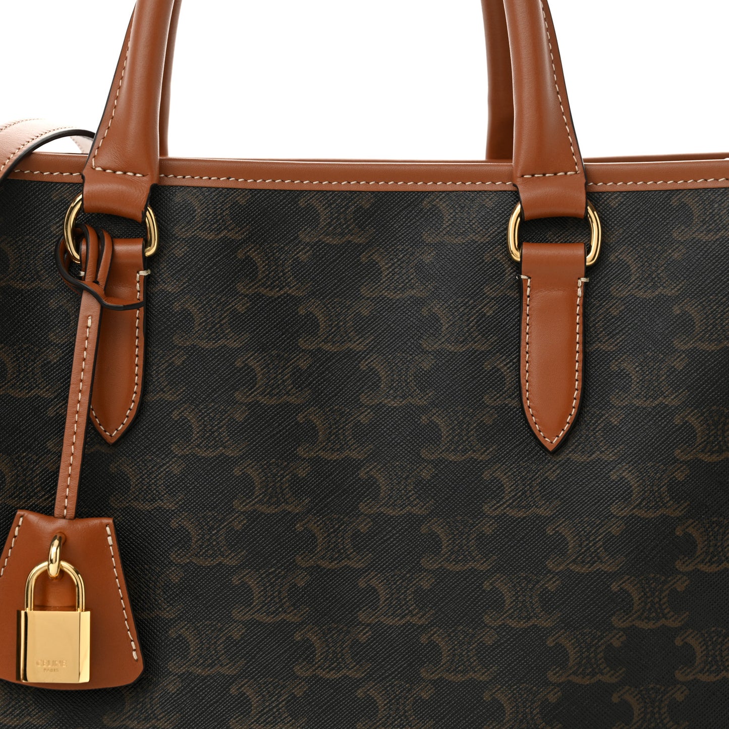 Triomphe Canvas Calfskin Mini Horizontal Cabas Tan