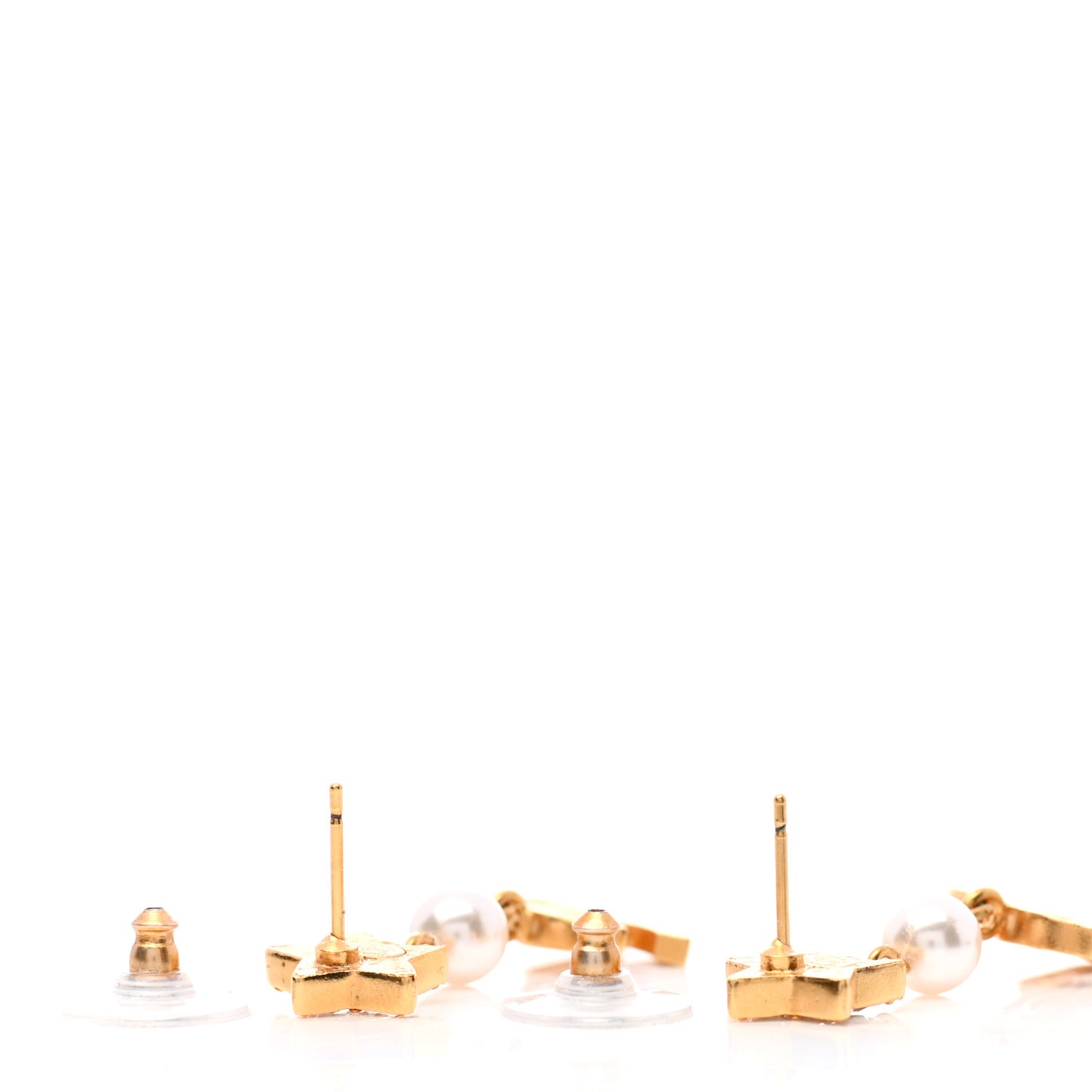 Crystal Pearl CC Star Drop Earrings Gold