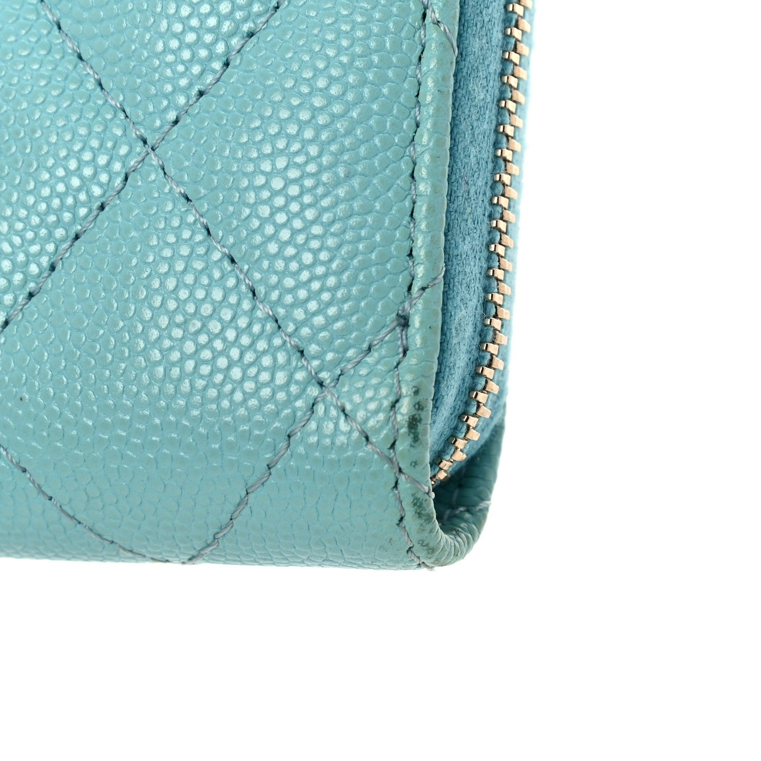 Chanel Caviar Quilted Zip Coin Purse Light Blue 10 of 19