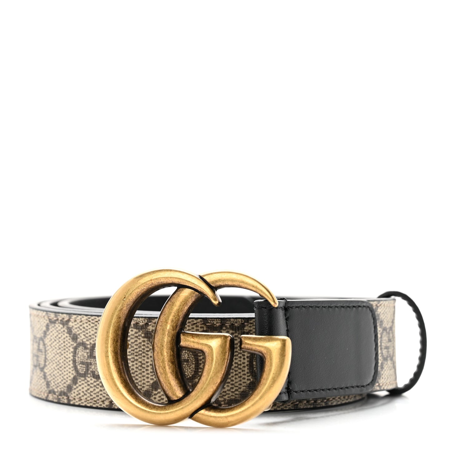 GG Supreme Monogram Matte Plutone Calfskin Double G 30mm Belt 95 38 Beige Ebony Black