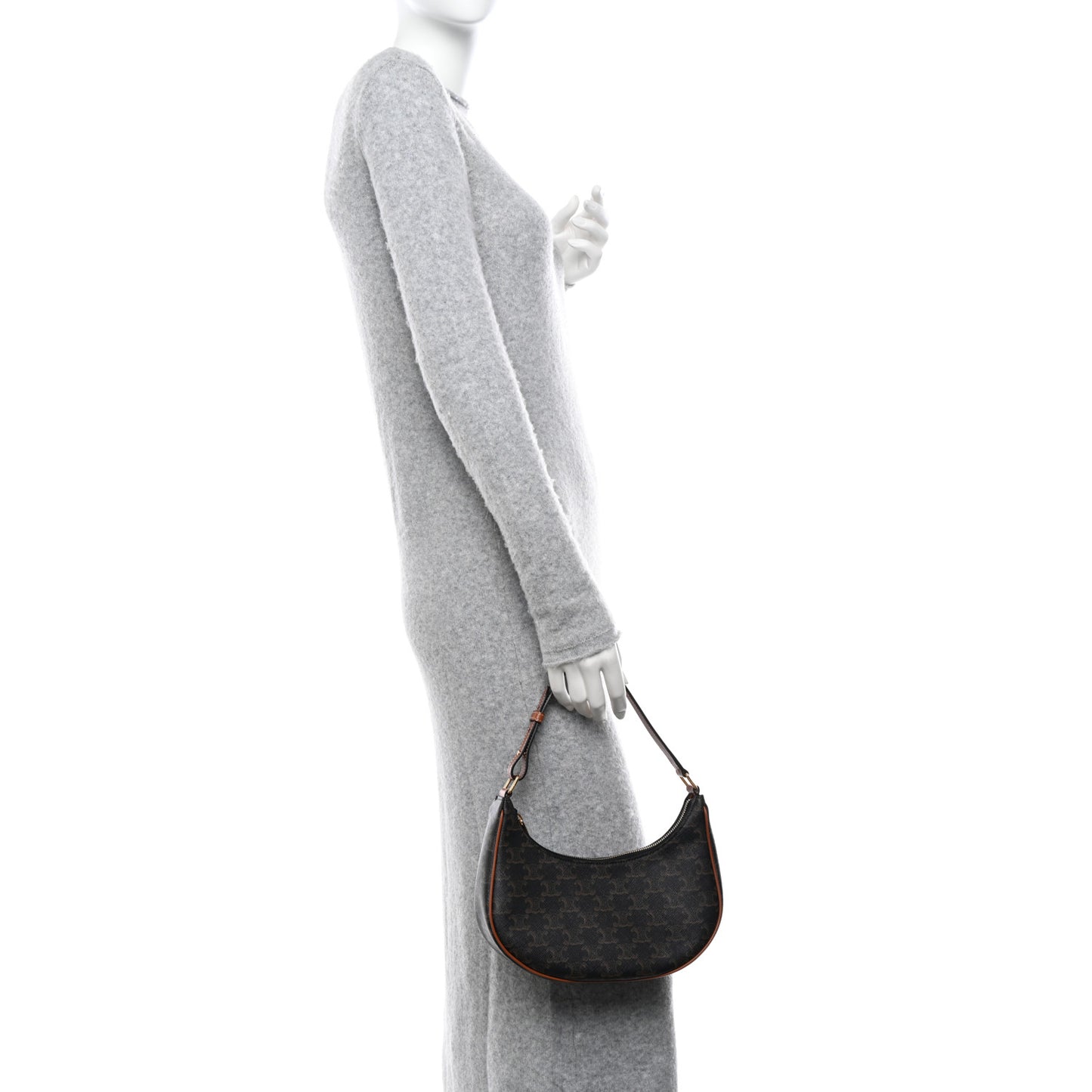 Triomphe Canvas Calfskin Ava Shoulder Bag Tan