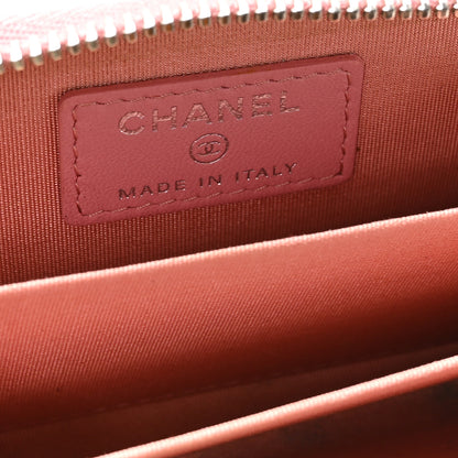 Chanel Lambskin Quilted Crossing Zip Around Coin Purse Pink 6 of 8