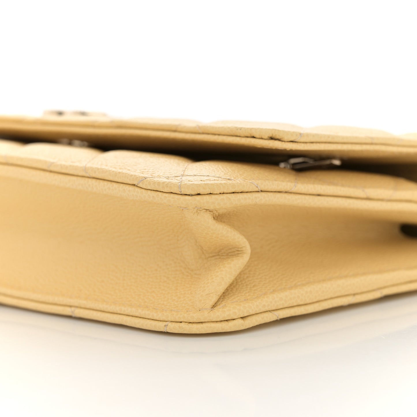 Caviar Quilted Studded CC Wallet on Chain WOC Yellow