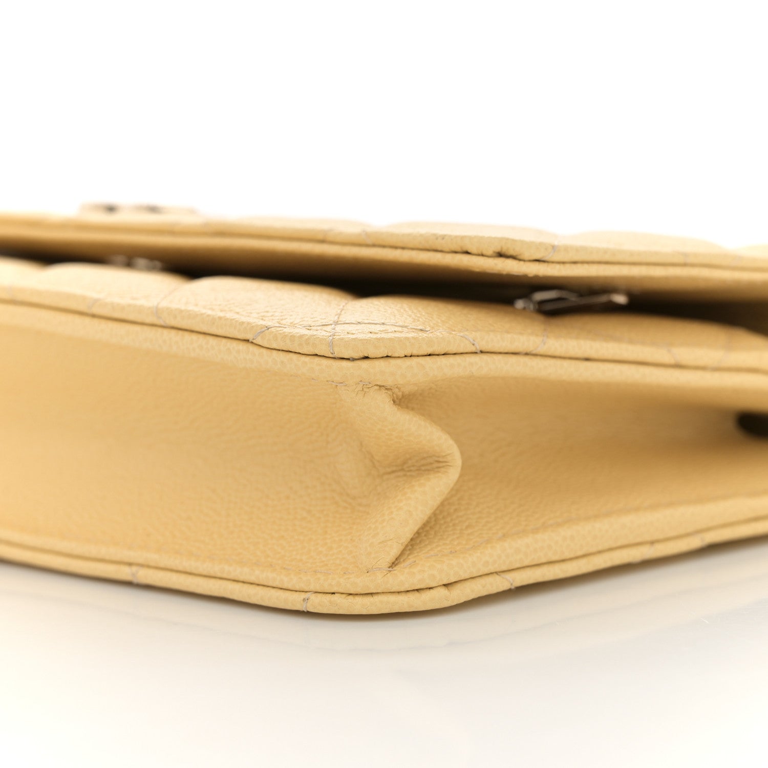 Chanel Caviar Quilted Studded CC Wallet on Chain WOC Yellow 10 of 10