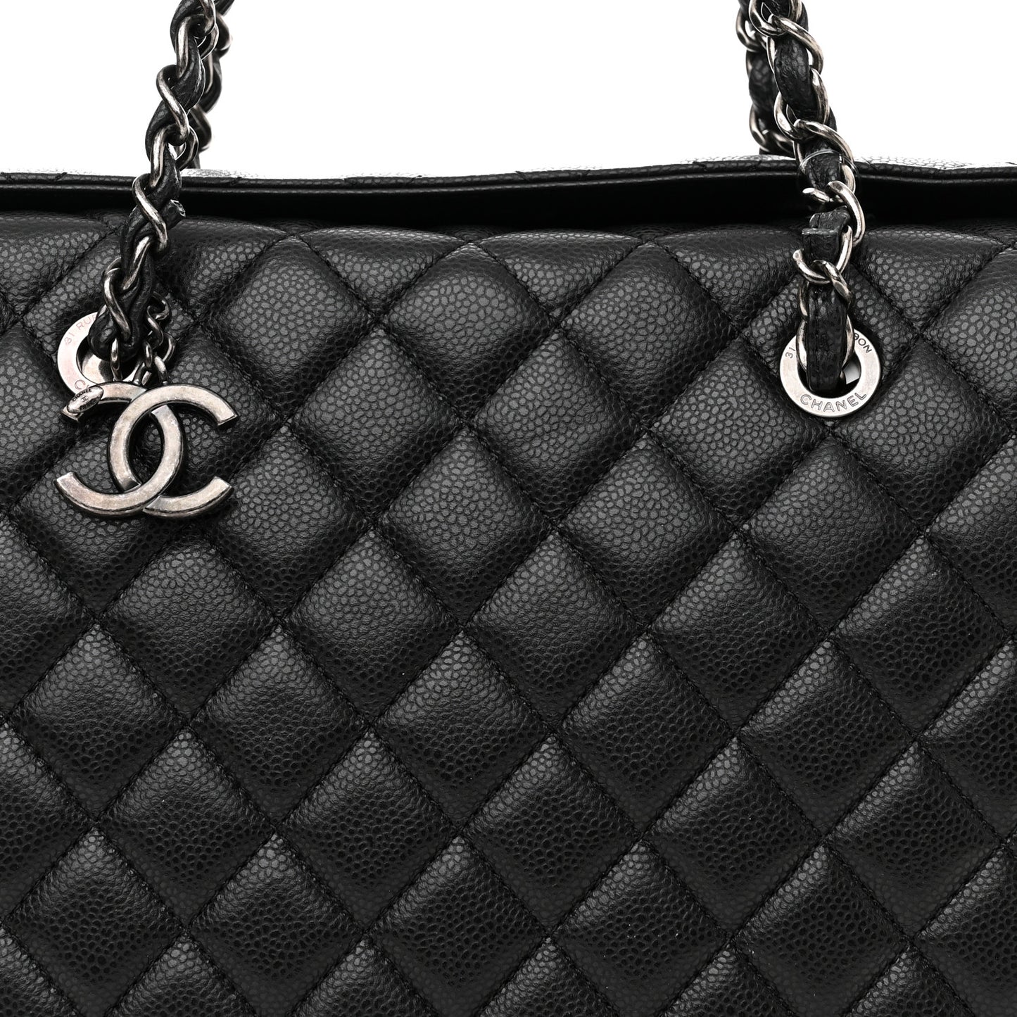 Caviar Quilted City Shopping Tote Black