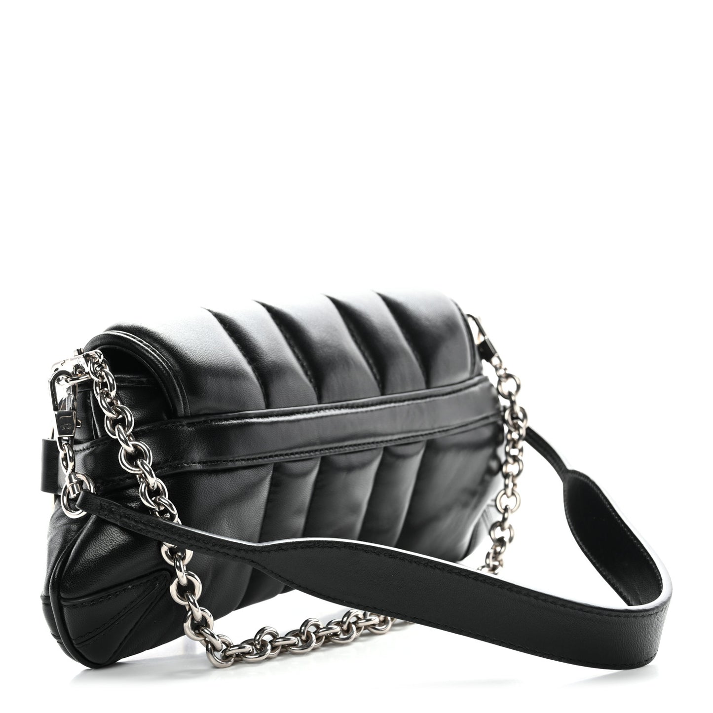 Nappa Vertical Matelasse Small Maxi Horsebit Chain Shoulder Bag Black