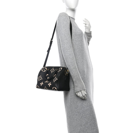 Empreinte Monogram Giant Speedy Bandouliere 25 Black Beige