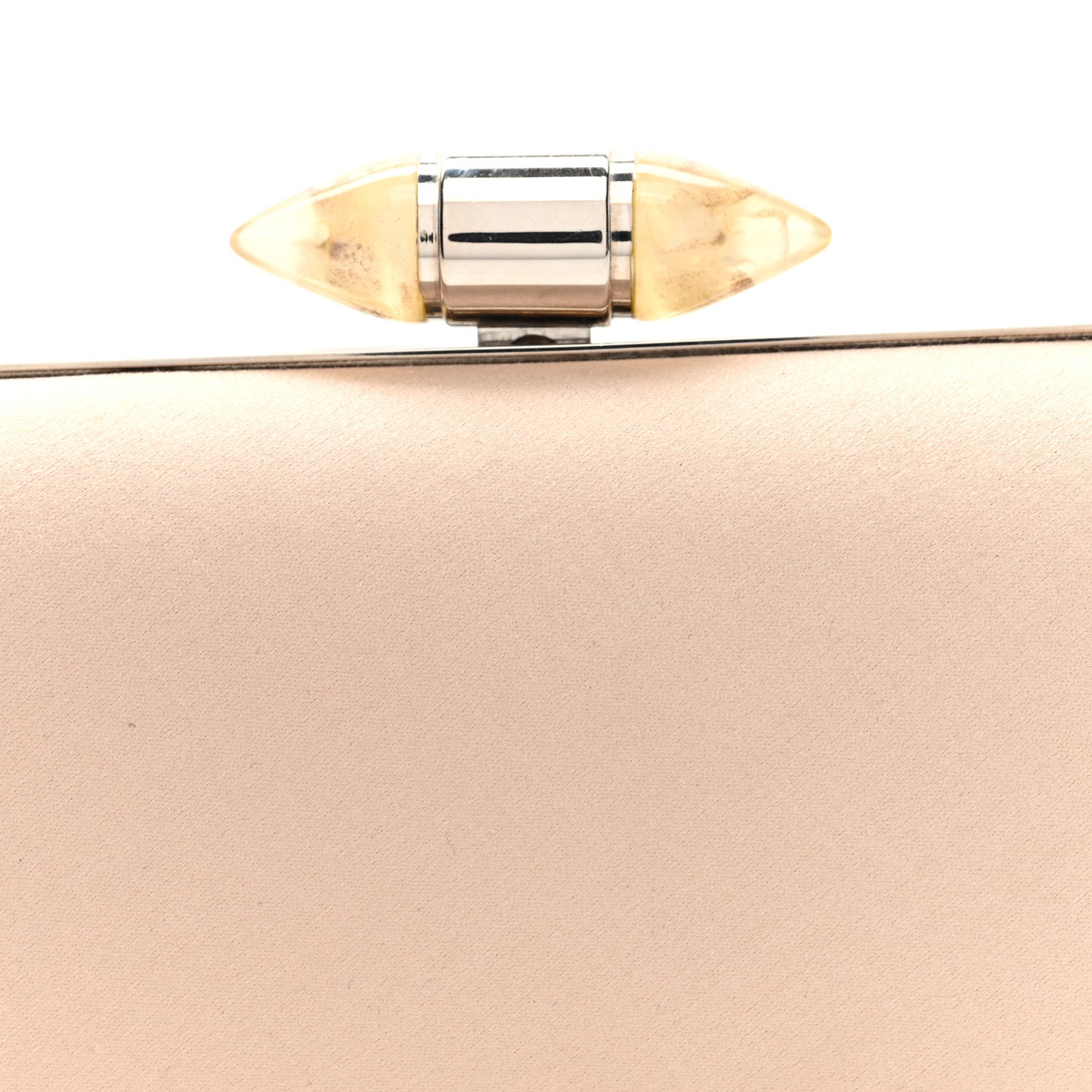 Satin Resin Clutch Beige