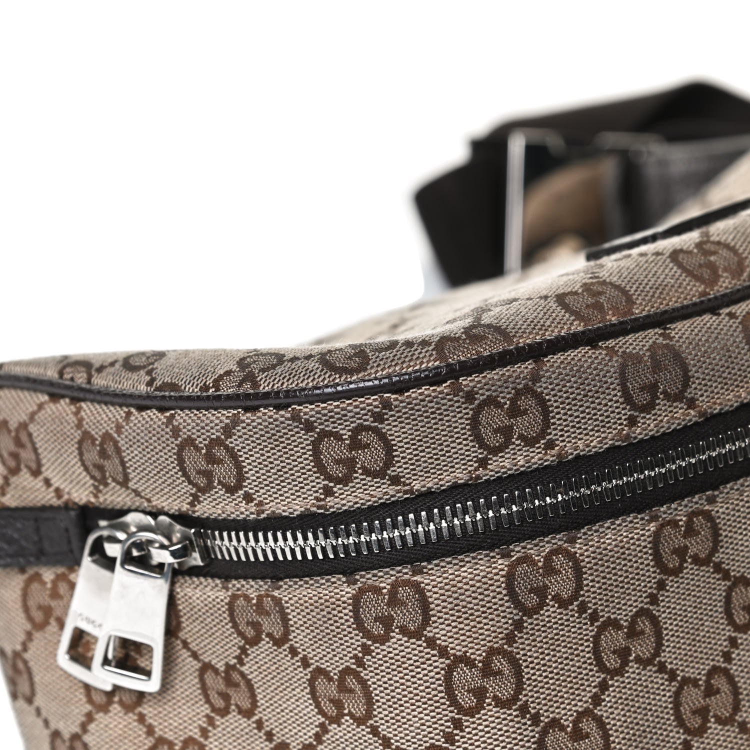 Gucci Monogram Dollar Calfskin Waist Pouch Beige Ebony Testa di Moro Marrone Scuro 13 of 15