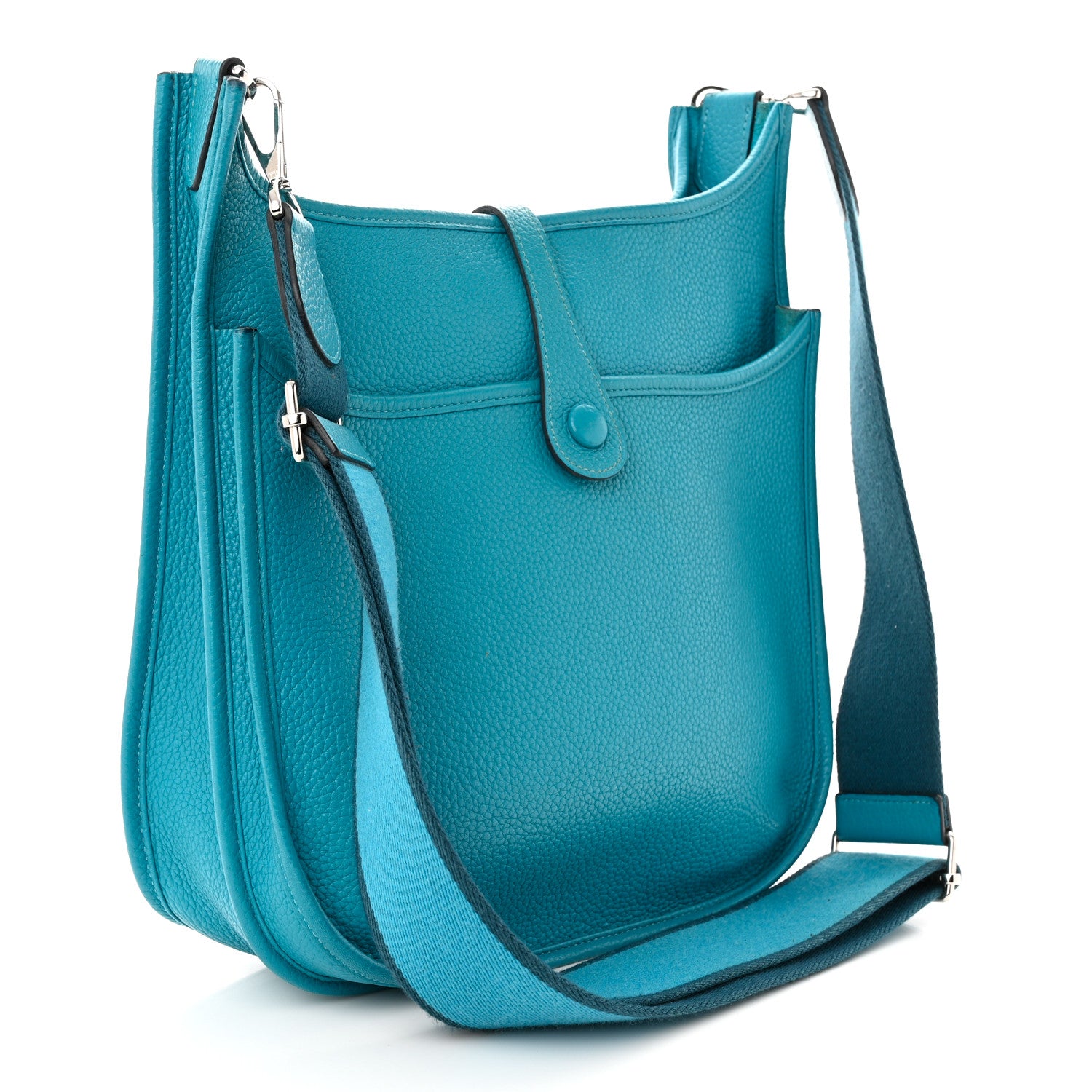 Hermes Taurillon Clemence Evelyne III PM Turquoise Colvert 3 of 12