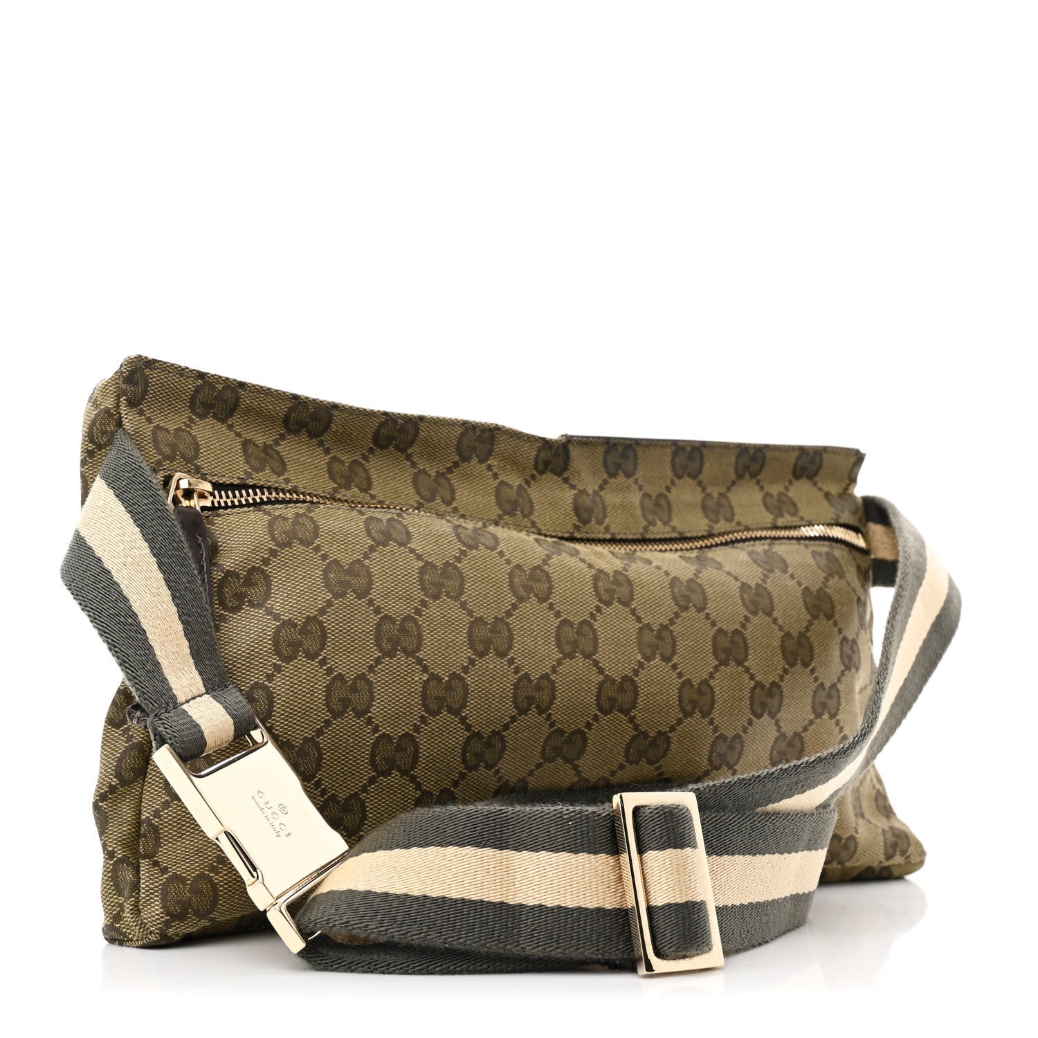 Gucci GG Monogram Double Pocket Belt Bag Green Dark Brown 3 of 10